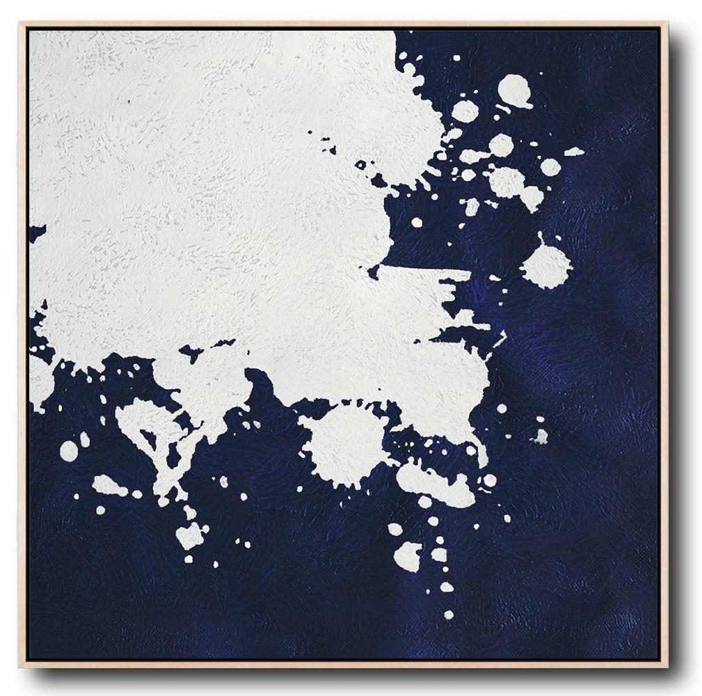 Buy Large Canvas Art Online - Hand Painted Navy Minimalist Painting On Canvas - Abstract Artwork Large